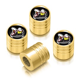 iPick Image for Dodge Scat-Pack Full Color in Black on Golden Aluminum Cylinder-Style Tire Valve Stem Caps