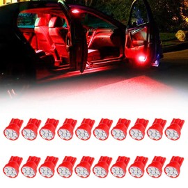 cciyu 194 Extremely Bright:LED Bulbs 6-3020-SMD Dashboard Gauge Light Speedometer Odometer Tachometer LED light Wedge T10 168 2825 W5W Red Pack of 20