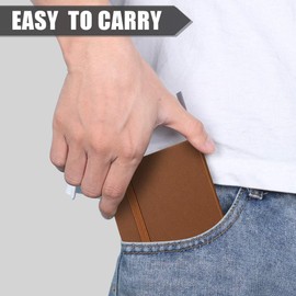 OMEYA (2 Pack) Pocket Notebook Notepad,3.5" x 5.5" Ruled PU Leather Hardcover Small notepads Mini Journal Dairy with 120Gsm Thick Paper, Pen Holder,Inner Pocket,Elastic Closure-Black+Brown