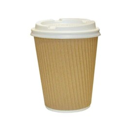 We Can Source It Ltd - 12oz. Brown Kraft Ripple Paper Cups with Lids - Eco-Friendly 100% Biodegradable Compostable Recyclable - Great for Tea, Coffee, Hot Drinks Takeaway - 1000 Pack