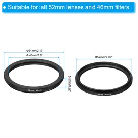 PATIKIL 52mm-46mm Metal Step Down Ring, Camera Lens Filter Adapter Ring Aluminum Filter Adapter Ring for Camera Lenses Hood, Black