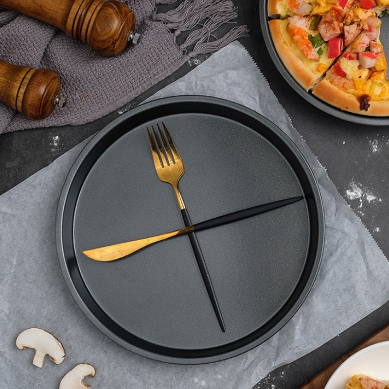 2Pcs Non Stick Pizza Pan Deep Thickened Carbon Steel Baking