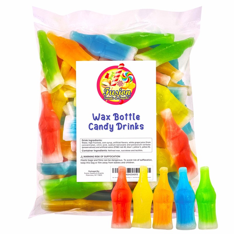 Wax Bottle Candy Drinks, 1/2 (half) Pound Bag - Retro