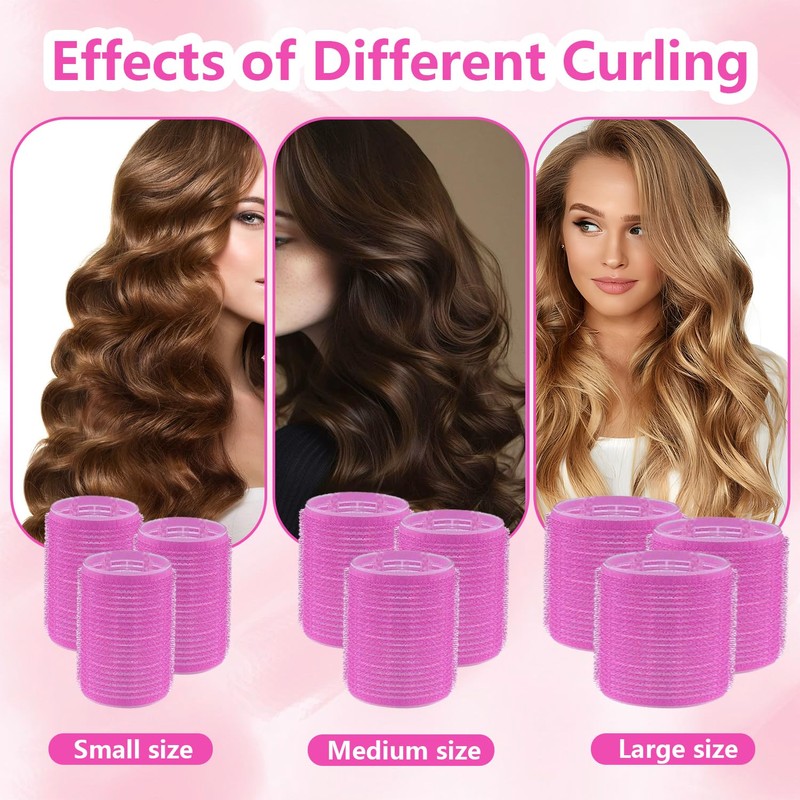 TopBine Self Grip Rollers Hair Curlers 30Pcs Set with 18Pcs