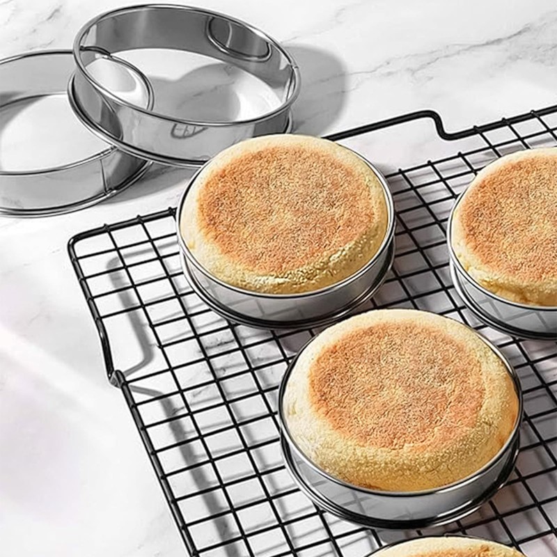 JEUIHAU 10PCS 10 cm / 4 Inches Crumpet Rings, 304
