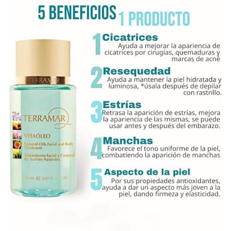 VITAÓLEO TERRAMAR, para rostro y cuerpo, dosminuye manchas por el