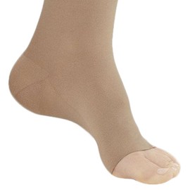 Ames Walker AW Style 292OT Luxury Opaque 20-30 mmHg Firm Compression Open Toe Thigh High Stockings w/Dot Band Black Large