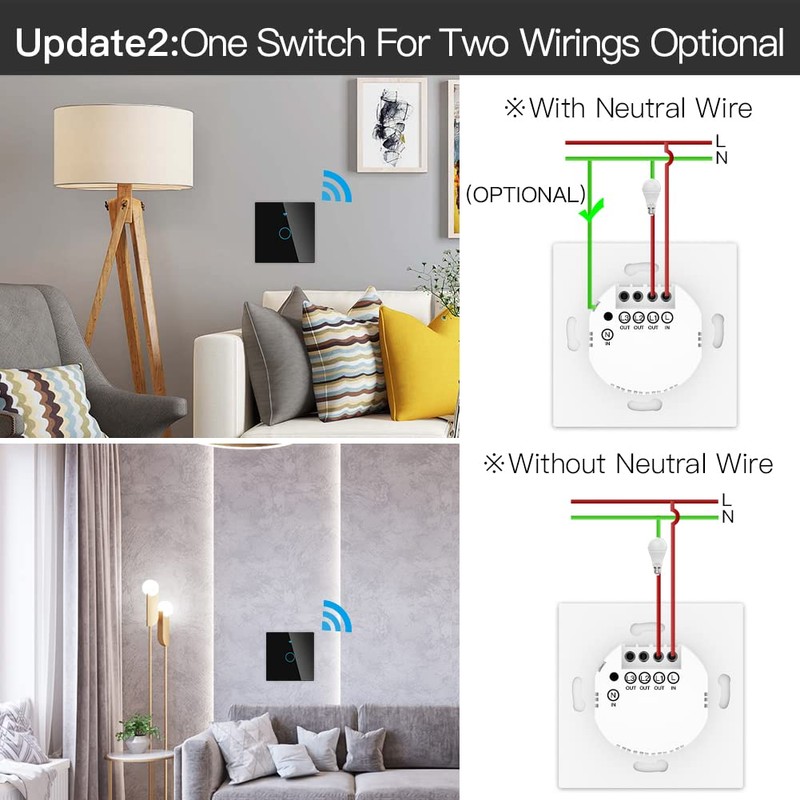 MOES Smart Switch, Requires Tuya ZigBee Hub, No Neutral Conductor