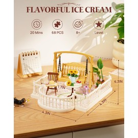 Rolife Super Creator Series Accessroies, DIY Mini Flower Garden Scenery Kit, Miniature Dollhouse Castle Building Kit's Part, Sunny Break Terrace Gift for Kids Adults Women