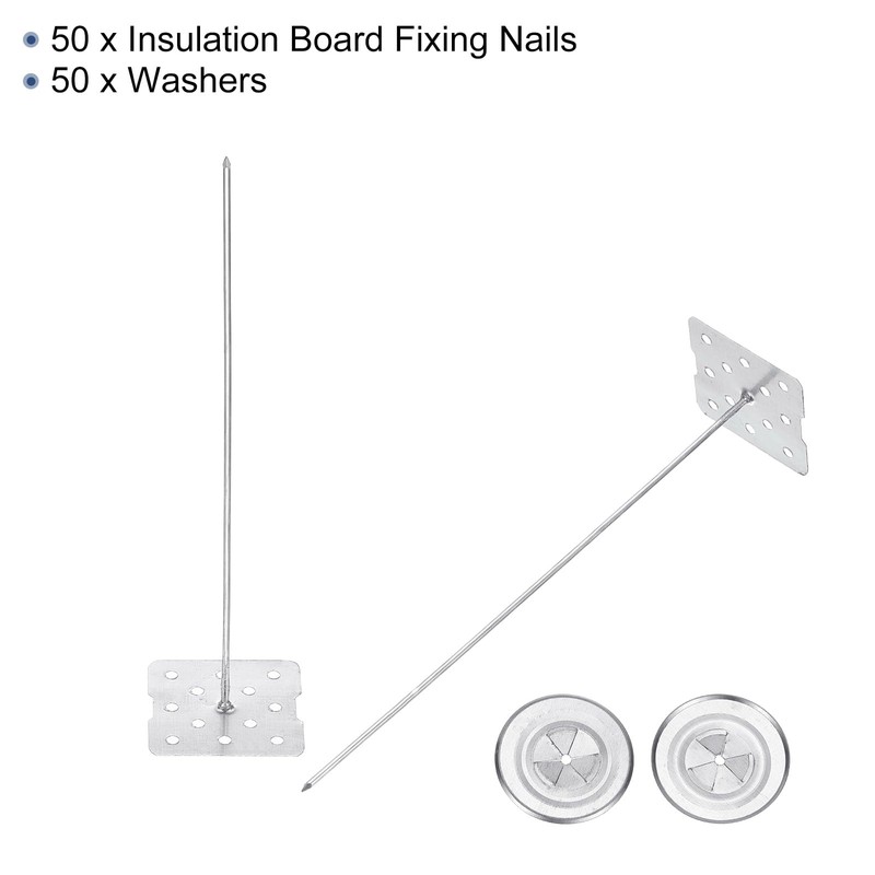 PATIKIL 140mm Perforated Insulation Pins with Round Washer,50 Sets 2in