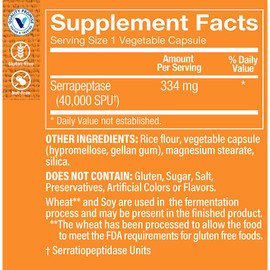 The Vitamin Shoppe Serrapeptase 344MG, Plant-Based Proteolytic Enzyme, Supports a Healthy Inflammation Response Following Intense Physical Activity (90 Veggie Capsules)