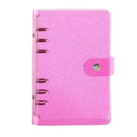 A5 Ring Binder Cover, Soft PVC 6 Holes Ring Binder with Glitter, Refillable Paper Binder, Waterproof, Loose Leaf Notebook Binder, Personal Planner, Binder Cover for Diary Pink
