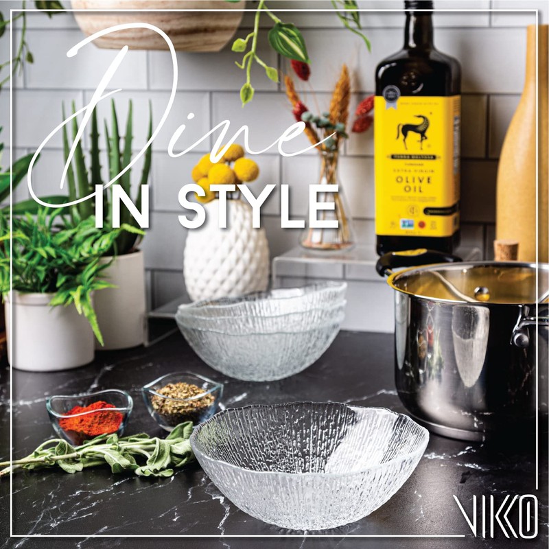 Vikko Soup Bowls, 6.5 Inch Salad Bowls, Glass Soup Bowls,