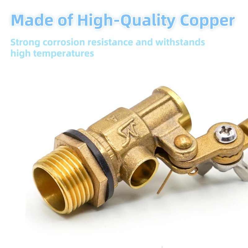 Water Float Valve 1/2 inch Brass Float Valve with Plastic