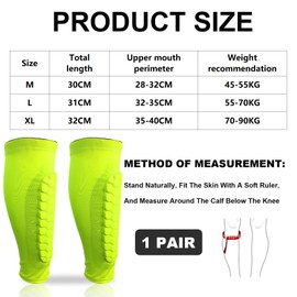 Gevvnss 1 Paar Sport Schienbeinschutz für Damen & Herren,Professionelle Wadenschutz-Kompressionsmanschette Crashproof Schienbeinschoner für Fußball,Basketball,Radfahren,Klettern(Grün,L)