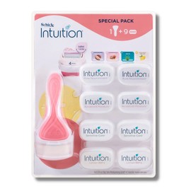 Schick – Intuition | Womens Razor Kit 9 Refills | Value Pack | Lemon Berry | Pure Nourishment | Sensitive Care | Advanced Moisture | 4 Blade Razor | No Shave Gel Required | Natural Ingredients