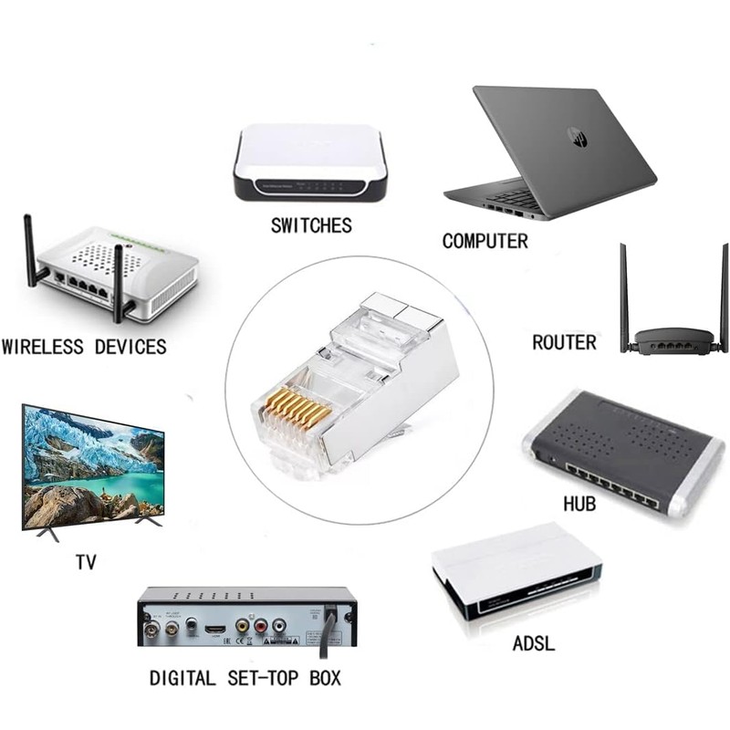 GamePoint 100 Conectores Rj45,Conectores Rj45, Para Cable Ethernet, Cat 5e,