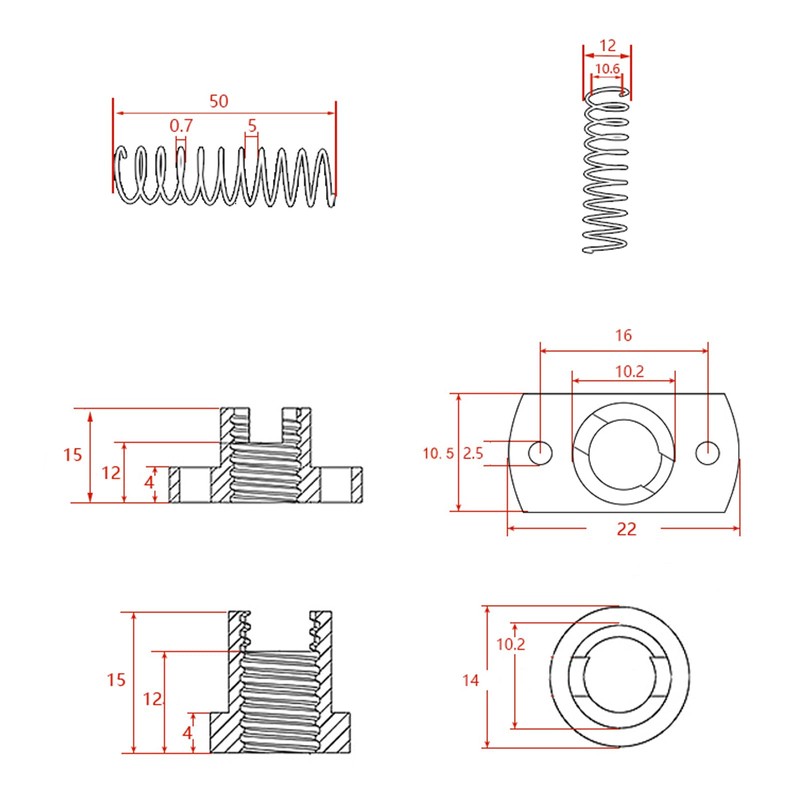 2pcs T8 Anti Backlash Spring Loaded Nut Elimination Gap Nut