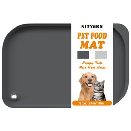 Dog & Cat Mat for Food and Water - Nityers Dog Food Mat for Floors Waterproof with Pocket, High Raised Edges, Thicker BPA Free Silicone, Pet Feeding mat for Bowl, Automatic pet Feeder, Water Fountain