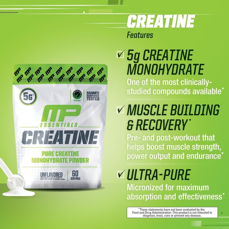 MusclePharm Essentials Creatine Monohydrate Powder - 60 Servings, Unflavored