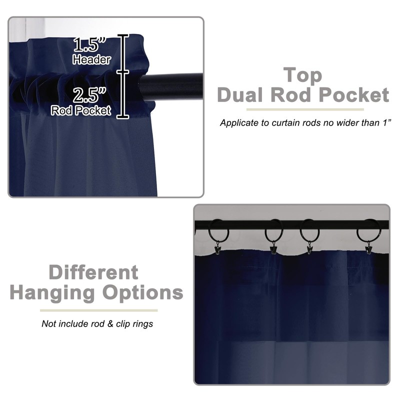 WelvetBLK Cafe Curtains 36 Inch Length Tier 2 Pieces, Modern