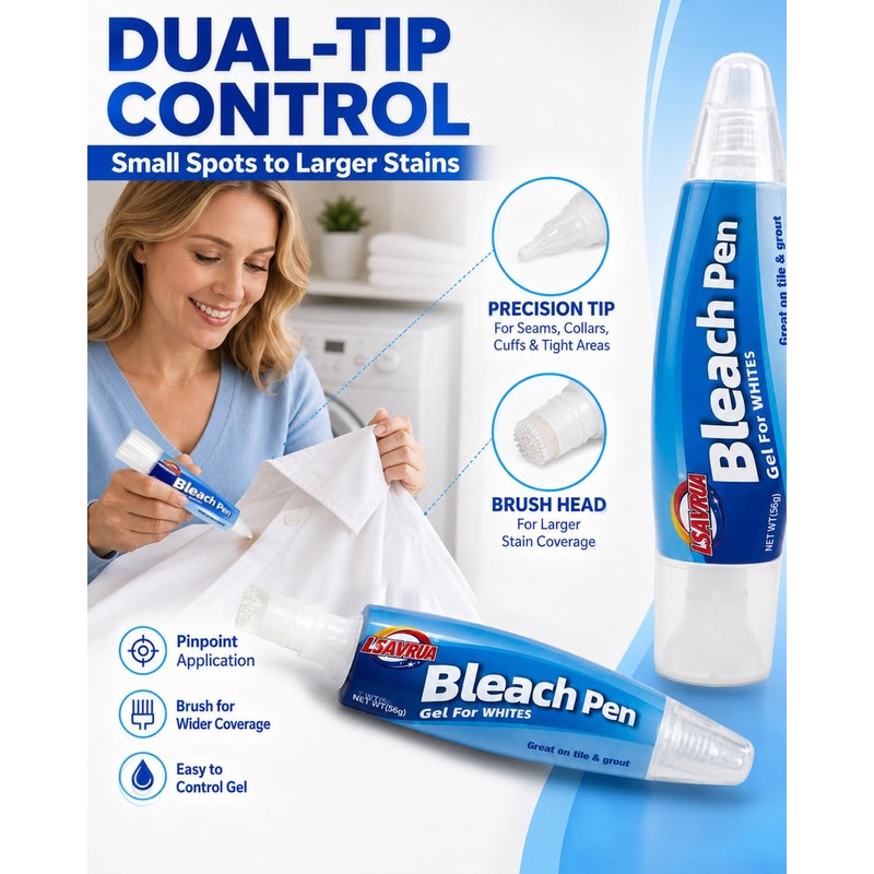 LSAVRUA Bleach Pen for Clothing, Bleach Gel Stain Remover Pen