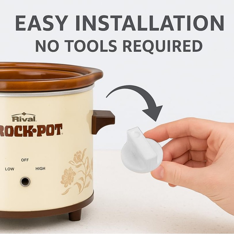 Slow Cooker White Knob Replacement Compatible with Crock-Pot and Rival
