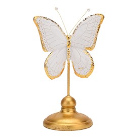 BRABUD Resin Butterfly Statue Gold & White Modern Home Bedroom Desk Shelf Decor Wedding Gifts Collection 9.1''(H) TQSHBS32