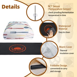 Bunmery Bread Proofing Mat, Sourdough Warming Heating Mat, Sourdough Starter Warmer with Thermostat Temperature Control & Warm Cover, Bread Dough Proofer Heating Pad for Home Kitchen(10.6" x 21.6")