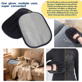 Brostown Pet Hair Removal Tool, Electrostatic Pet Hair Removal Gloves,Dog and Cat Hair Remover Grooming Gloves Set for Couch, Clothes, Car, Carpet, Bed, Furniture (1 Pack Black)