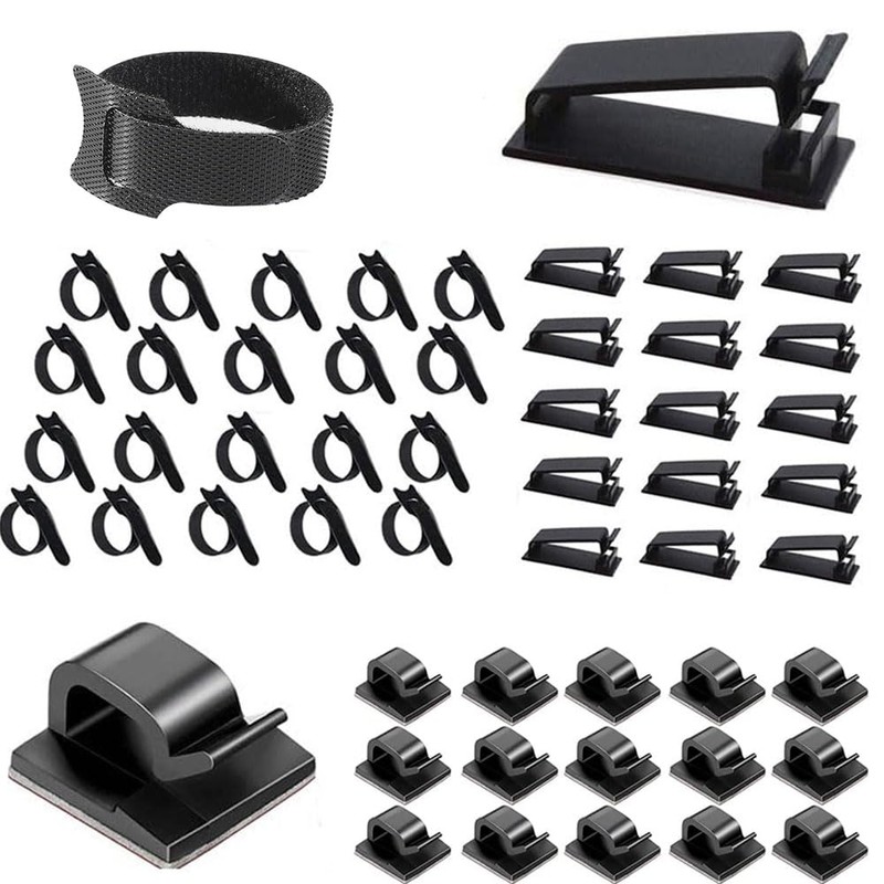 Lumbor37 Clips Organizador de Cables Autoadhesivo, 50 Piezas Clips Adhesivos