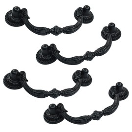 Zorveiio 4Pcs 2.75 Inch Hole Spacing Vintage Bail Pull Handles, Antique Cabinet Pulls Black Hardware for Cabinets, Furniture, Drawers with Mounting Screws.