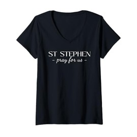 Womens St Stephen Pray Catholic Patron Saint Bricklayers Elegant V-Neck T-Shirt