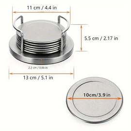 AIMALL Stainless Steel Round Thickened Heat Insulation Mat, Non-Slip Dining Table Pad for Cup, Plate, Pot Protection - Creative Anti-perm Coaster, 5.1 Inch