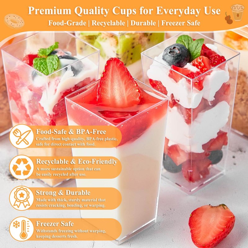 Tetutor 425 Pack Plastic Dessert Cups with Lids and Spoons,