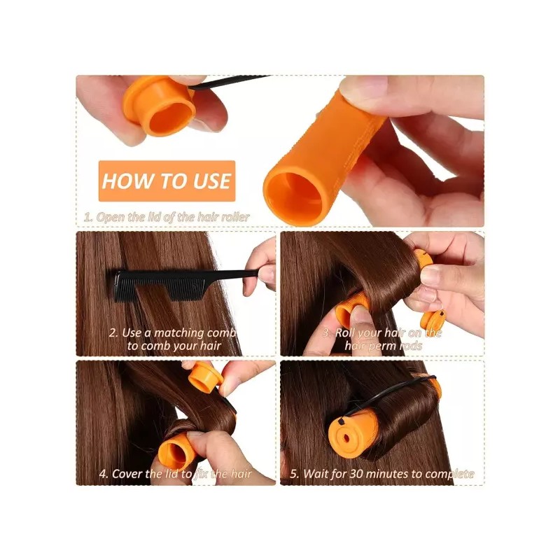 Clioone 클리오네 60pcs 천연 헤어 플라스틱 콜드 웨이브 로드 논슬립