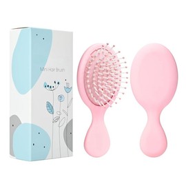 Mini Hair Brush, Detangling Hairbrush for Dry and Wet Hair, Small Size Travel Detangler Brush fo Women Men for All Hair Types Pink