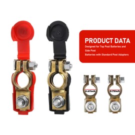 Sumjig 2 PCS Car Power Terminal Stake Head, Quick Release Iron-plated Copper Positive Negative Power Terminal Clamp Connectors, Modification Accessories,Suitable for Trucks, Cars, Vans (Multicolored)