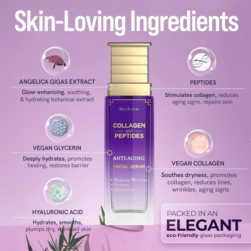 Fleur de Peau Collagen Peptides Face Serum Gel 1.69 Oz