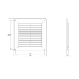 LIRAST 150x150mm / 6x6 inch Grey Plastic Ventilation Grille - Air Vent Cover
