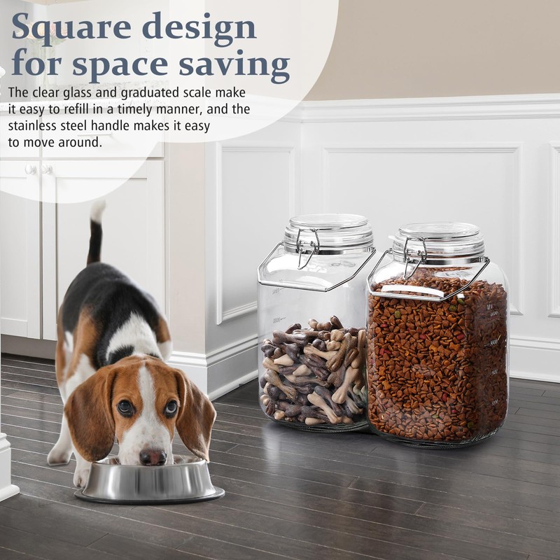 1.5 Gallon Glass Jar with Airtight Lid, Square Wide Mouth