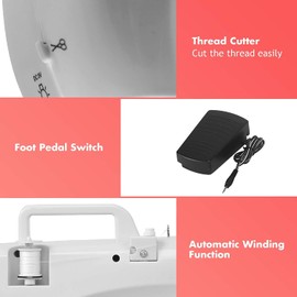 GRAFFY Sewing Machine, 16 Built-in Stitch Adjustable and 2 Speeds, Double Thread, Portable Multifunctional Sewing Machine with Light, Mini Sewing Machine with Foot Pedal and Complete Accessories