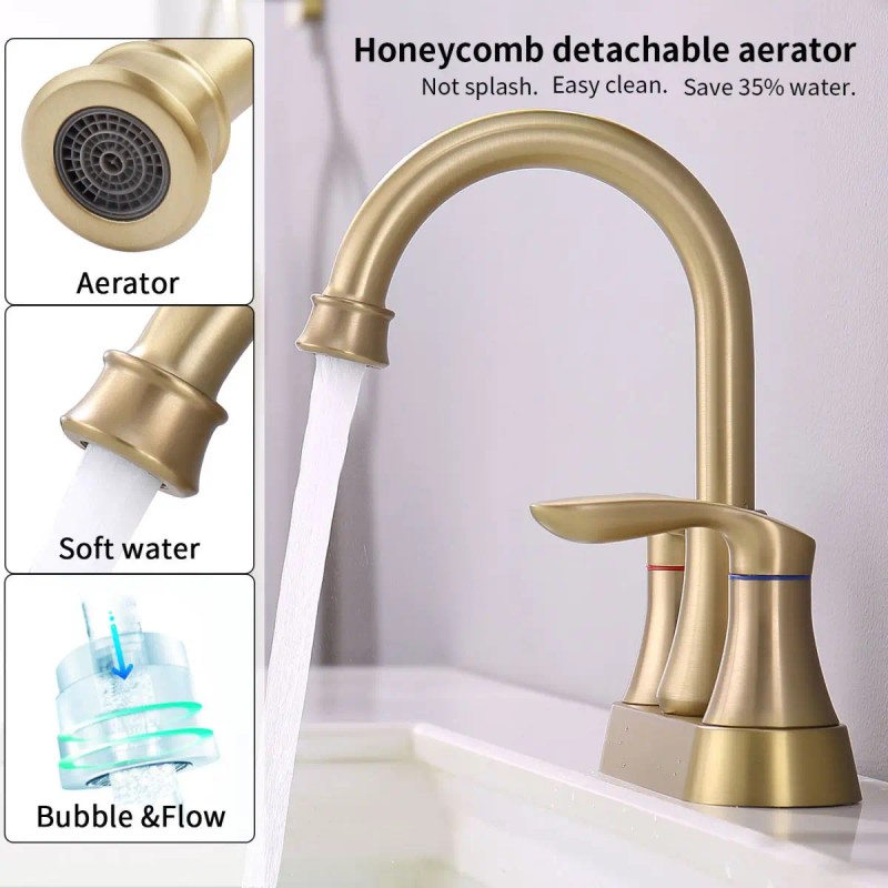 USA 4 Inch Dual Handle 3 Holes Deck Mounted American
