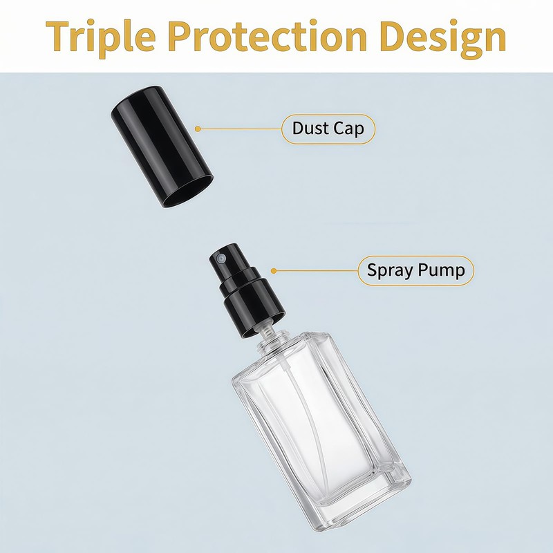 50ml/1.7oz Clear Glass Perfume Spray Bottle, Refillable Empty Atomizer Fine