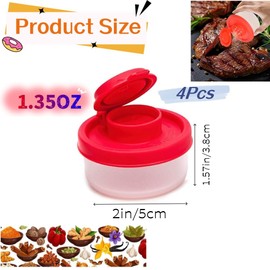 4Pcs Salt and Pepper Shakers Sets,Plastic Airtight Spice Jar Dispenser for Travel Camping Picnic Outdoors Kitchen Lunch Boxes
