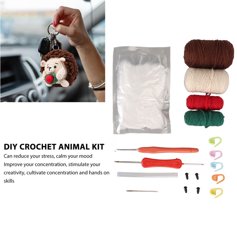 Hedgehogs Crochet Kit with Yarns Crochet Hook Stuffing DIY Learn