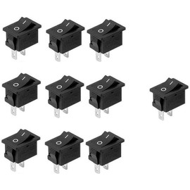 10 Pcs Black Mini Rocker Switch On Off 2 Pin 2 Position 10 x 15mm Boat Rocker Switch for 3A 250V 6A125V SPST KCD11 Square Switches,Toggle Switches, Industrial Switches