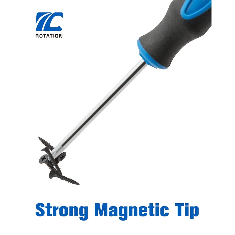 ROTATION 8-Piece Magnetic Screwdrivers Set with Nichrome tip, 4 Phillips