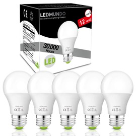 12V-24V AC/DC 12W LED Light Bulbs, Warm White 3000K, Low Voltage Light Bulbs for Off Grid Solar Lighting Marine Boat, A19 RV Light Bulbs, Interior Lighting for Camper, 1050LM E26 Base, 5 Pack