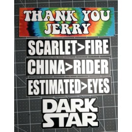 5-pack Grateful Dead Bumper Stickers V3 Jerry Garcia Dark Star Scarlet Fire Weir